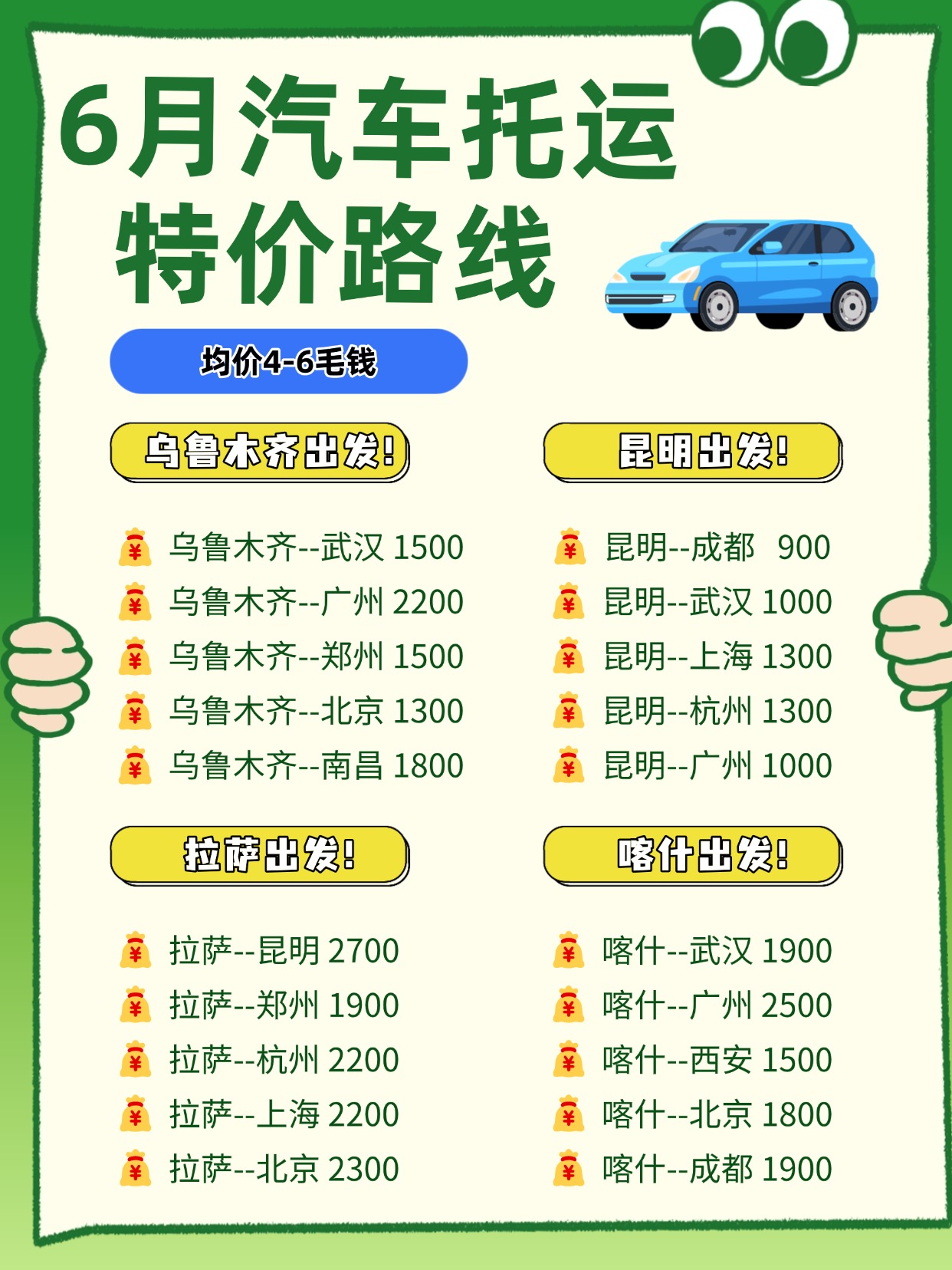 6 月汽车托运特价路线来了！中车物流这些线路均价低至几毛钱一公里