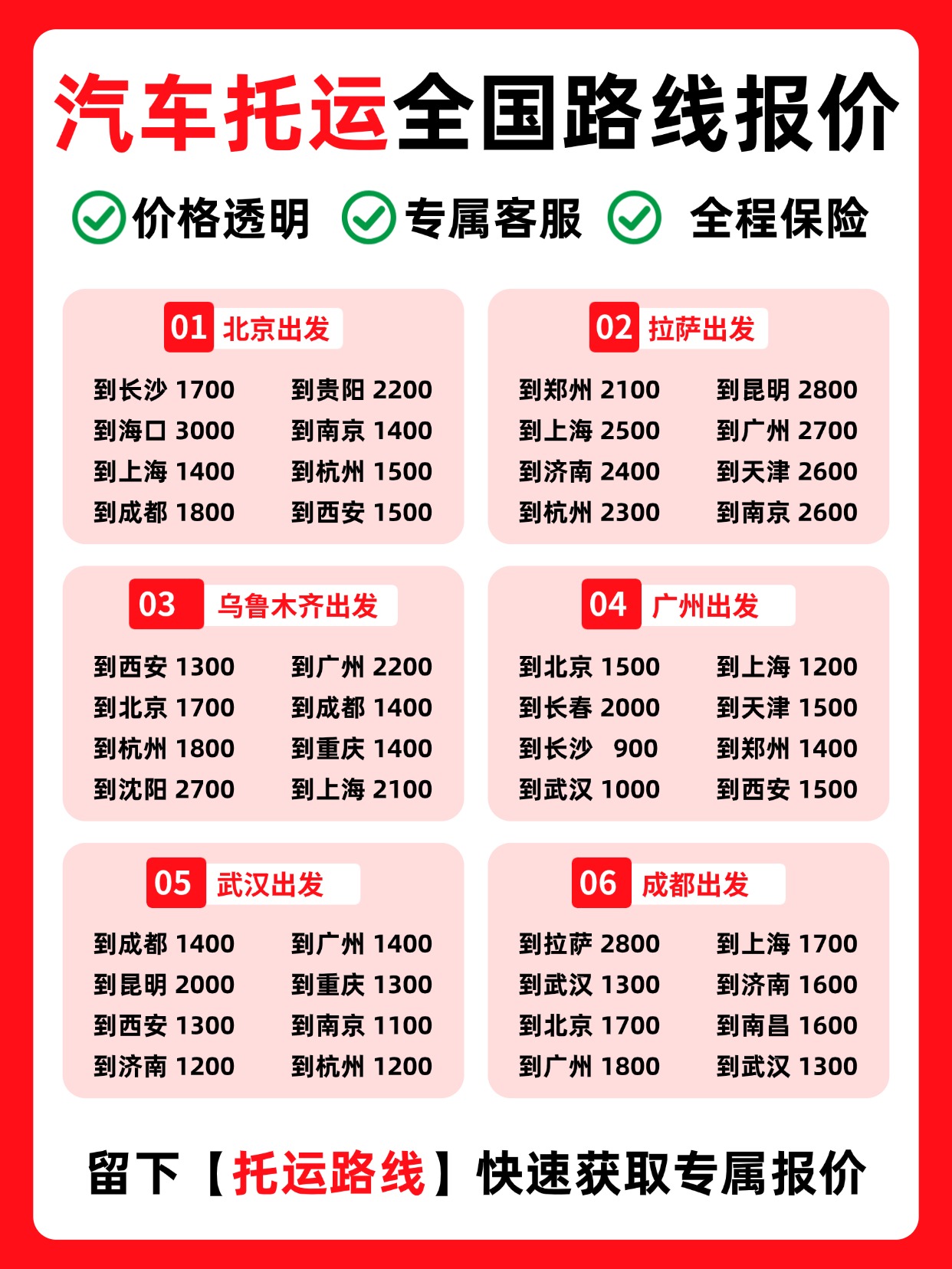 武汉中车物流汽车托运全国路线科普：看懂运车报价，少走弯路
